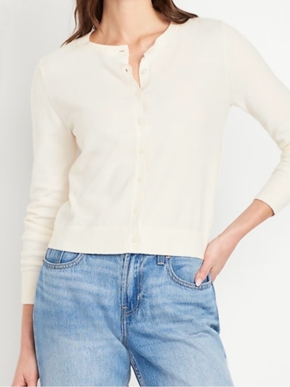 Classic Cream Button-Front Women’s Sweater in Sea Salt
